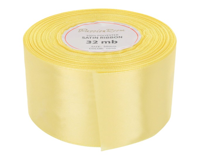 [850032] Wstążka satynowa 50mm 32mb bladożółta