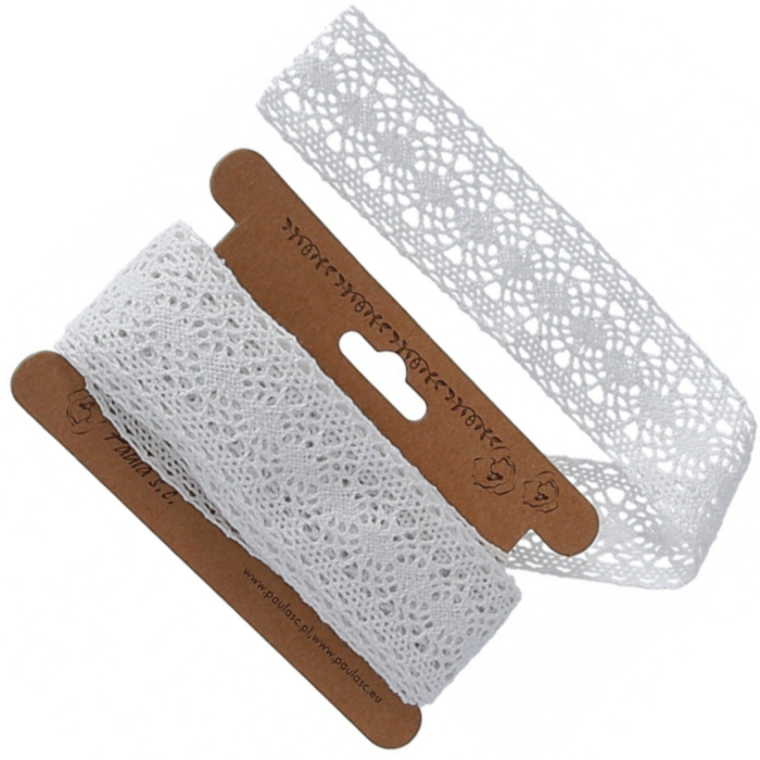 [k1231] Wstążka koronkowa bawełniana 35mm 4,5m biała