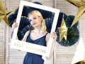 [59707] Rekwizyty weselne do zdjęć złote ramka Best Wedding