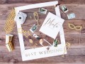 [59707] Rekwizyty weselne do zdjęć złote ramka Best Wedding