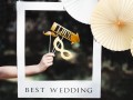 [59707] Rekwizyty weselne do zdjęć złote ramka Best Wedding