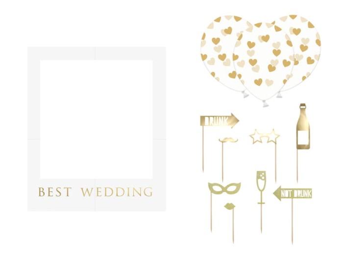 [59707] Rekwizyty weselne do zdjęć złote ramka Best Wedding