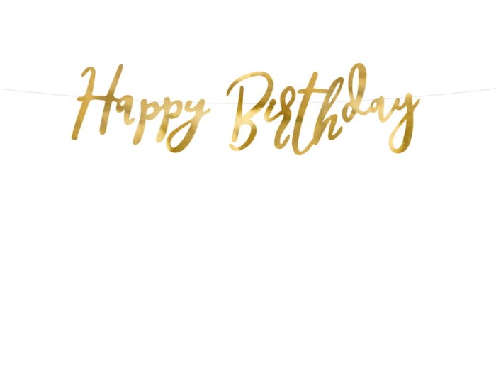 [d0114] Baner urodzinowy Happy Birthday złoty