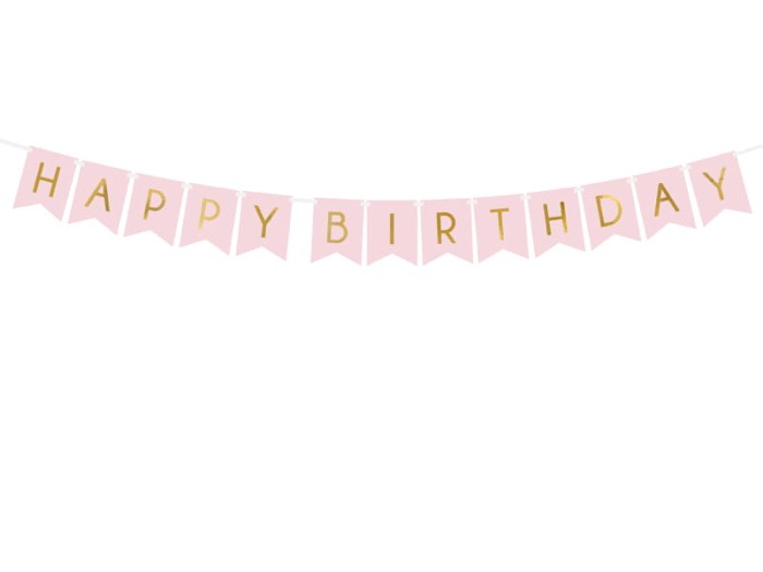 [d0115] Baner urodzinowy Happy Birthday różowy