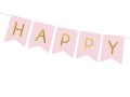 [d0115] Baner urodzinowy Happy Birthday różowy