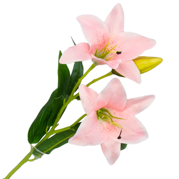 [w0549] Gałązka kwiatowa lilia satynowa 50cm różowa