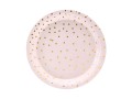 [d0432] Talerze papierowe różowe w złote kropki 18cm