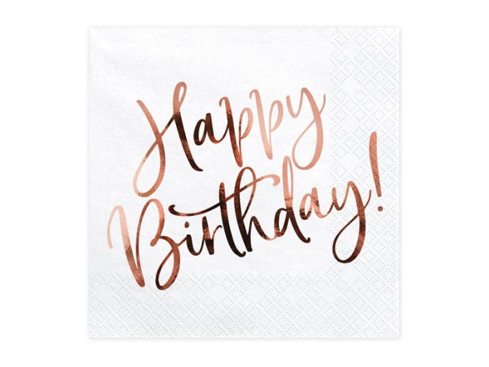 [d0441] Serwetki papierowe Happy Birthday różowe złoto
