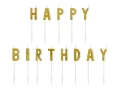 [d0449] Świeczki urodzinowe HAPPY BIRTHDAY złote