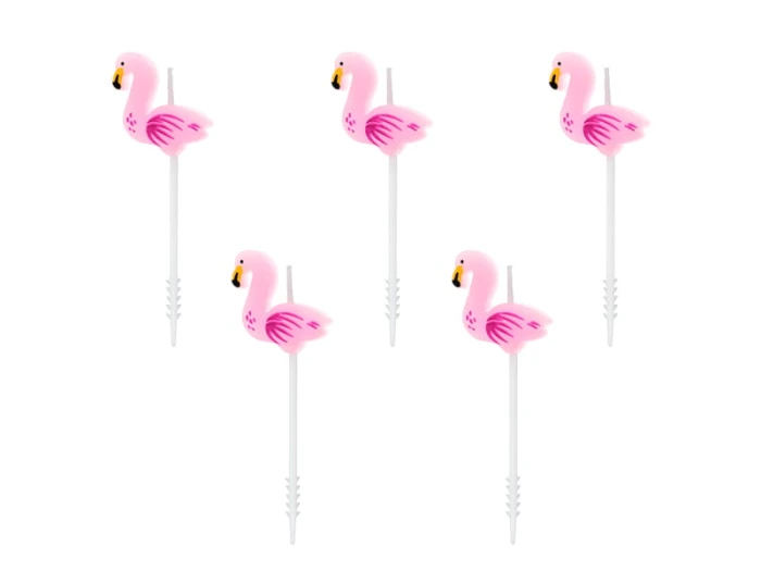 [d0450] Świeczki urodzinowe różowe flamingi