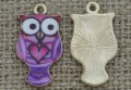 Zawieszka emaliowana sowa w kolorze fioletowym