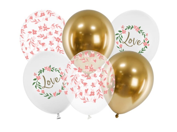 [d0367] Balony z nadrukiem love mix 6szt