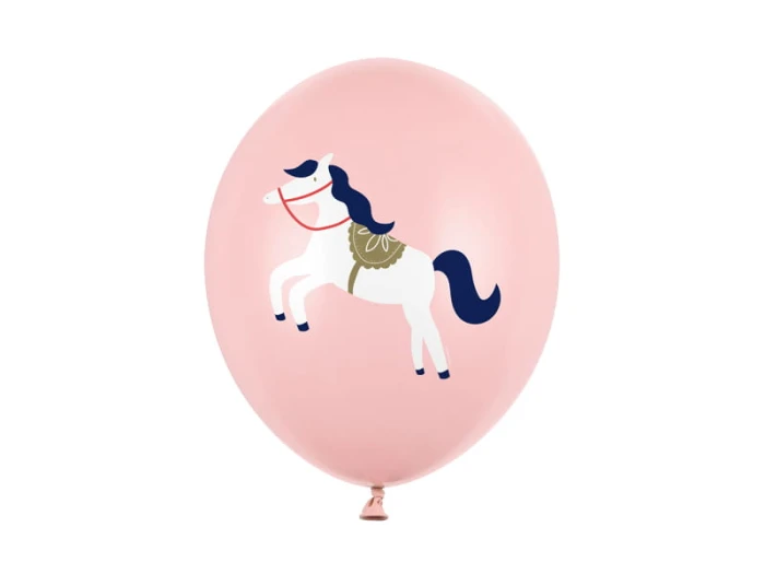 [d0370] Balony z nadrukiem konik różowe 6szt