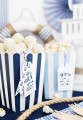 [d0480] Pudełka na popcorn biało-niebieskie paski mix