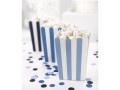 [d0480] Pudełka na popcorn biało-niebieskie paski mix