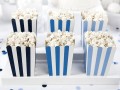 [d0480] Pudełka na popcorn biało-niebieskie paski mix