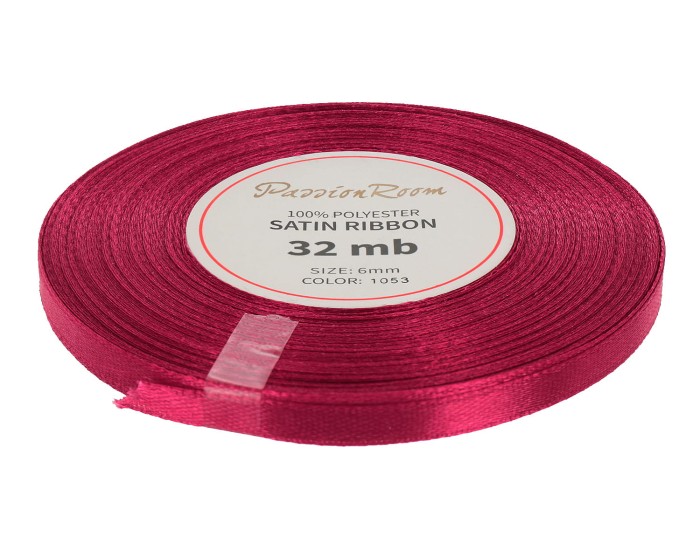 [86106] Wstążka satynowa 6mm 32mb czerwonoróżowa