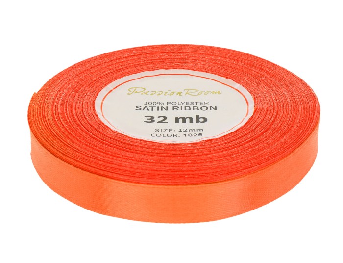 [812004] Wstążka satynowa 12mm neonowy pomarańczowy