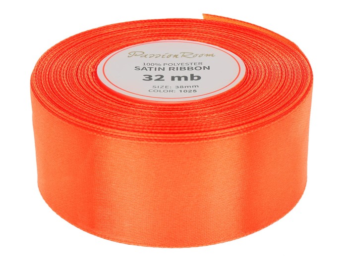 [838004] Wstążka satynowa 38mm neonowy pomarańczowy