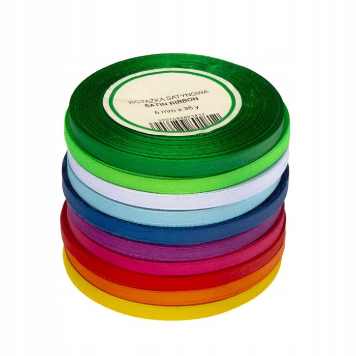 [860z1] Zestaw wstążek  6mm 10szt tęczowy