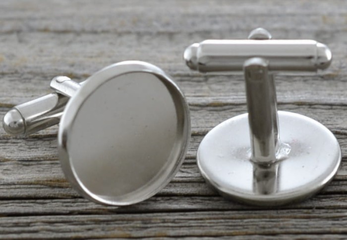 [31711] Bazy spinek do mankietów srebrne kaboszon 16mm