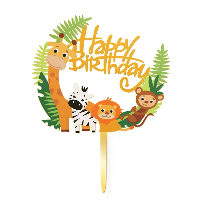 [d04029] Topper na tort Happy Birthday zwierzątka zoo