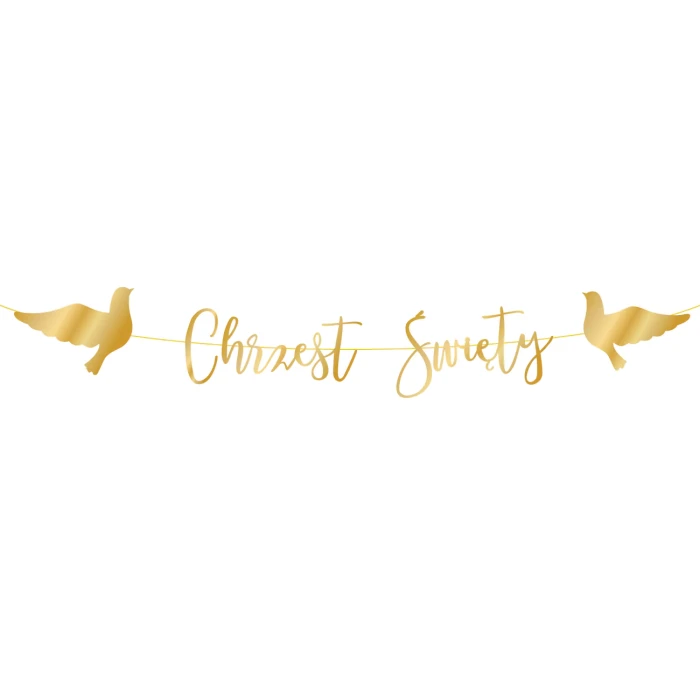 [d0123] Baner Chrzest Święty z gołąbkami złoty 150cm