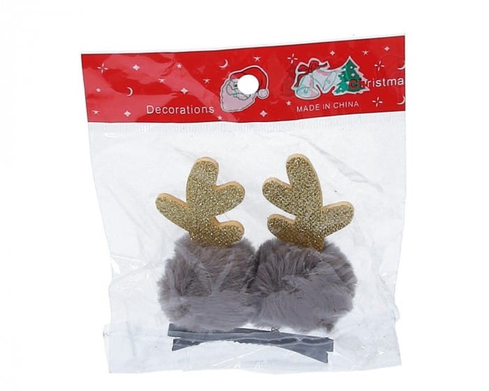 [-0504] Rogi renifera na klipsie- spinki do włosów 2szt