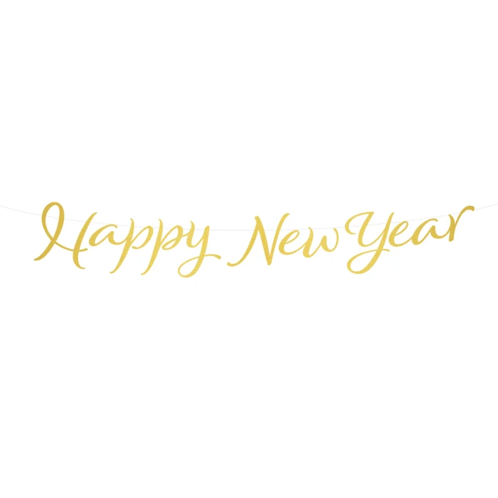 [d0127] Baner dekoracyjny Happy New Year złoty