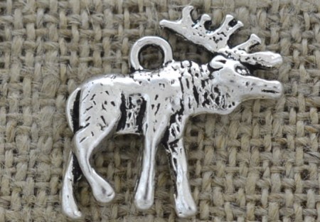 [ś07415] Zawieszka renifer 23*23mm kolor srebrny