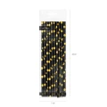 [d04037] Słomki papierowe czarne w złote kropki 10szt