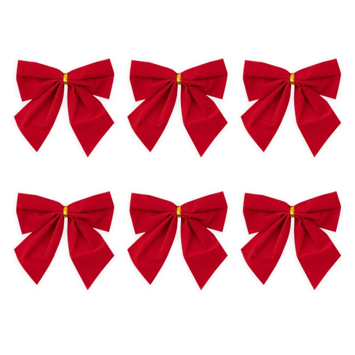 [680510] Kokardki czerwone welurowe 6szt