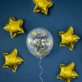 [d0397] Balony krystaliczne Happy New Year z konfetti  złote 5szt