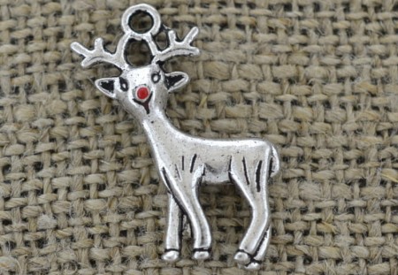 [ś07223] Zawieszka renifer czerwononowy srebrny