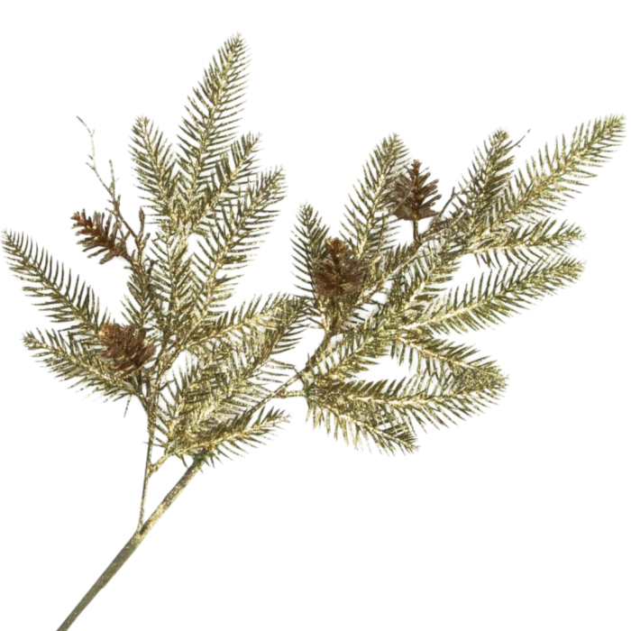 [680531] Gałązka świerk metalizowany z szyszkami 63cm