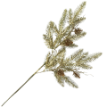 [680531] Gałązka świerk metalizowany z szyszkami 63cm