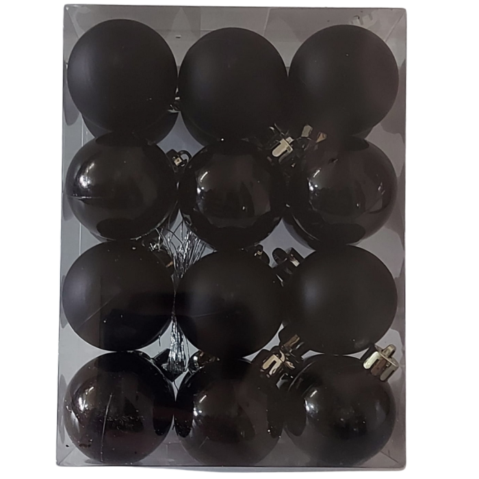 [680536] Bombki nietłukące 4cm 24 sztuki czarne mix