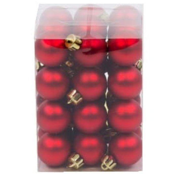 [6801128] Bombki nietłukące 2,5cm 36 sztuk czerwone matowe