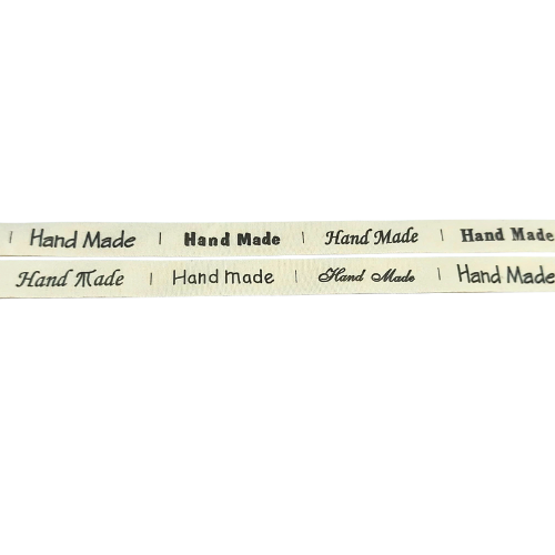 [s05203] Metki do wszywania na taśmie 15mm "HAND MADE" 5szt