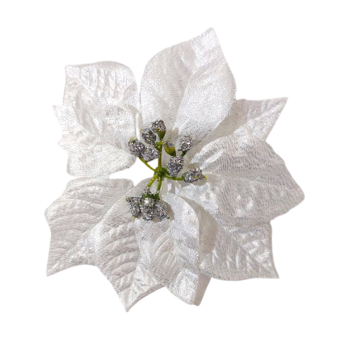 [680323] Poinsecja główka 15cm srebrna metalik