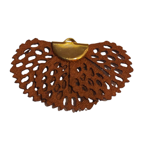 [207268] Zawieszka ze sztucznej skóry półkole brązowe