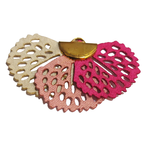 [207271] Zawieszka ze sztucznej skóry półkole różowo-kremowe