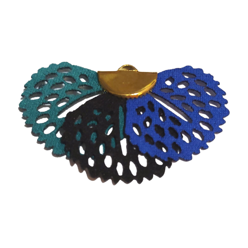 [207272] Zawieszka ze sztucznej skóry półkole granatowo-zielono-czarne