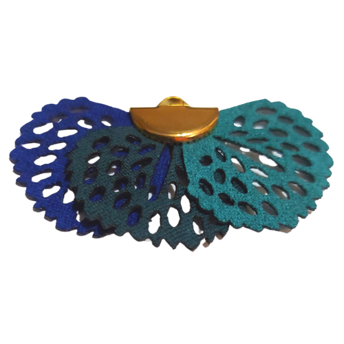 [207273] Zawieszka ze sztucznej skóry półkole granatowo-zielone