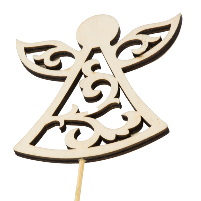 [000088] Dekoracja drewniana na piku aniołek ażurowa mały