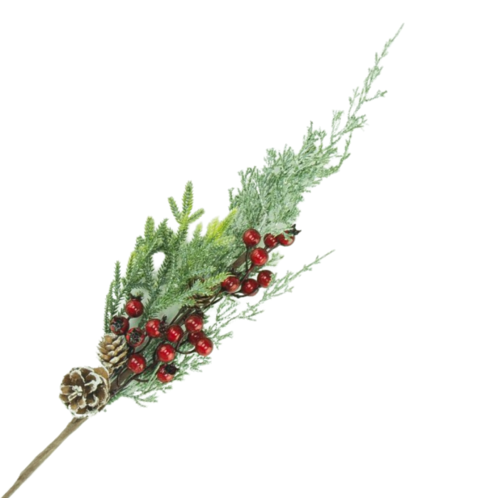 [680644] Duża gałązka z  dwiema szyszkami i kuleczkami 60cm