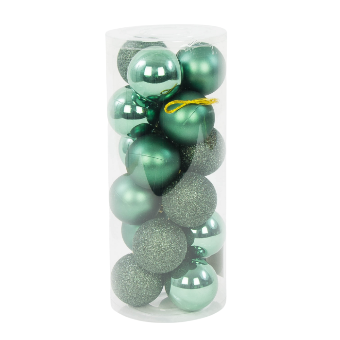 [680623] Bombki nietłukące 6cm 18szt mix ciemnozielony