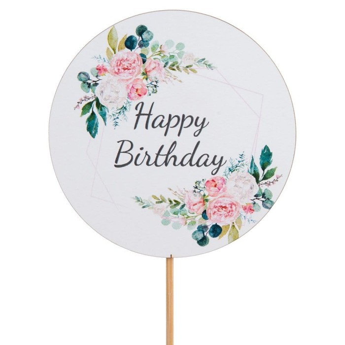 [d04052] Topper na tort okrągły "Happy Birthday"