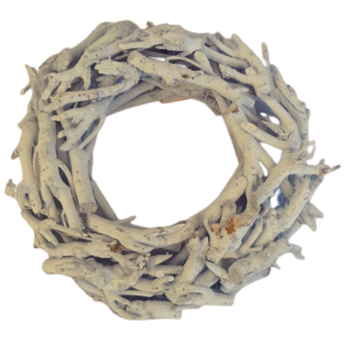 [w0381] Oponka wianek z patyków biały 30cm