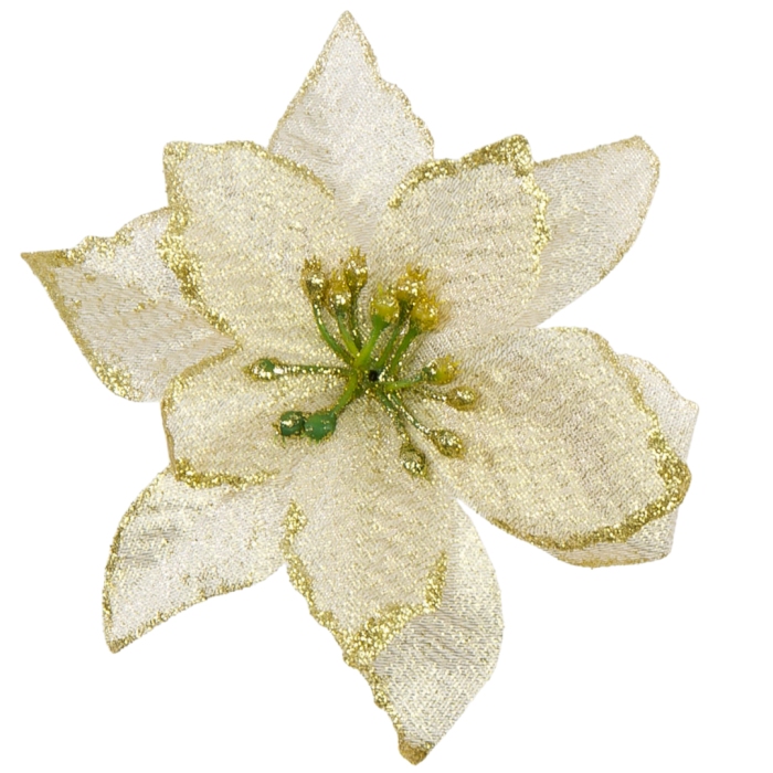 [680652] Poinsecja główka złota ze złotym brokatem 13cm